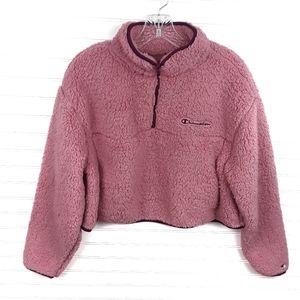 Champion faux fur Salmon Crop Pullover